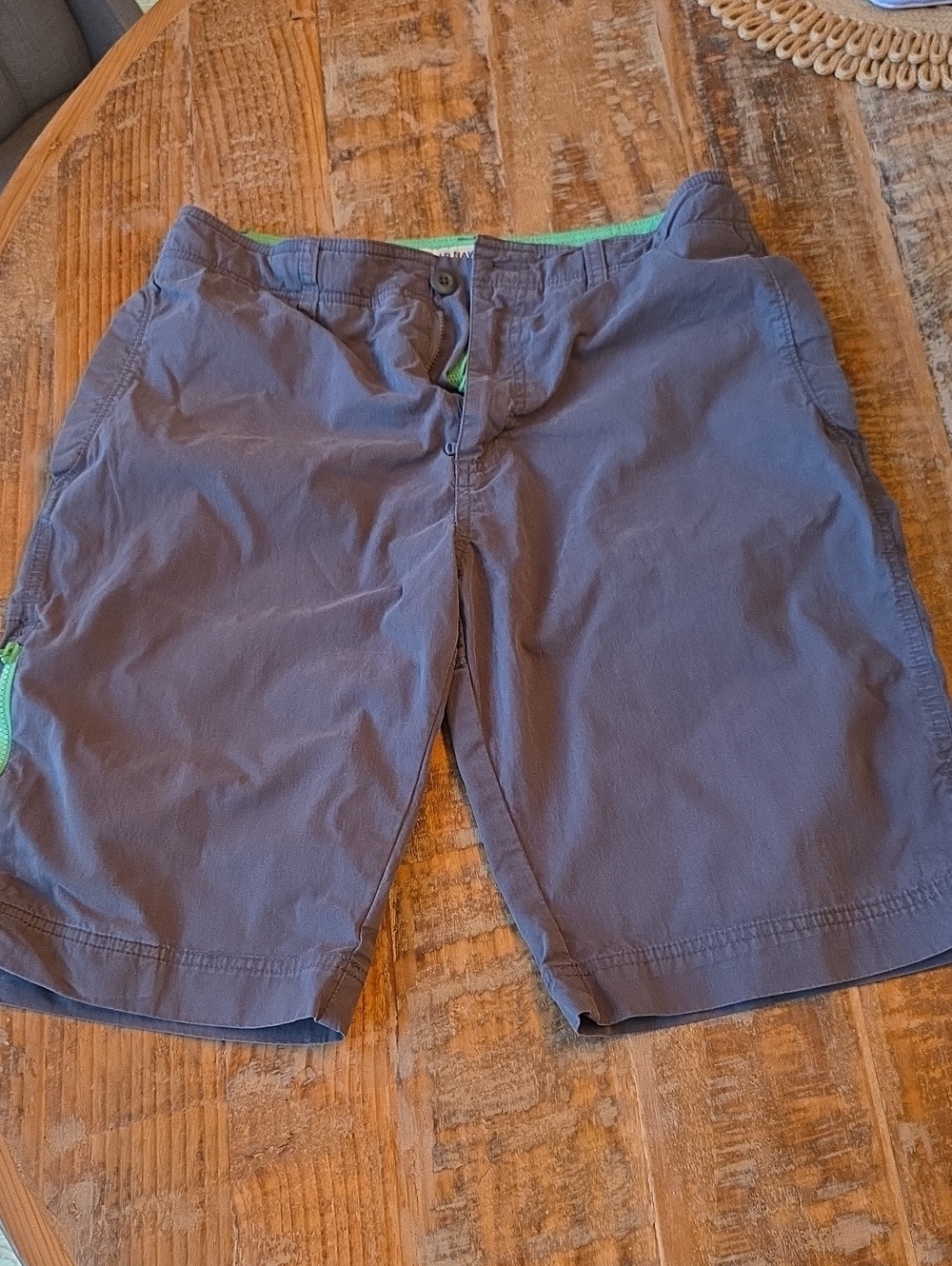 Old Navy Gray Men's Casual Shorts with Green Trim